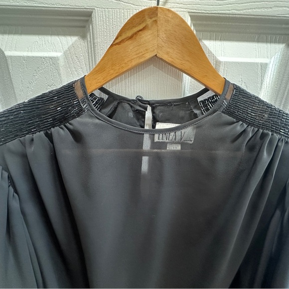Linea V Elegant Black Sheer Blouse - Picture 2 of 9